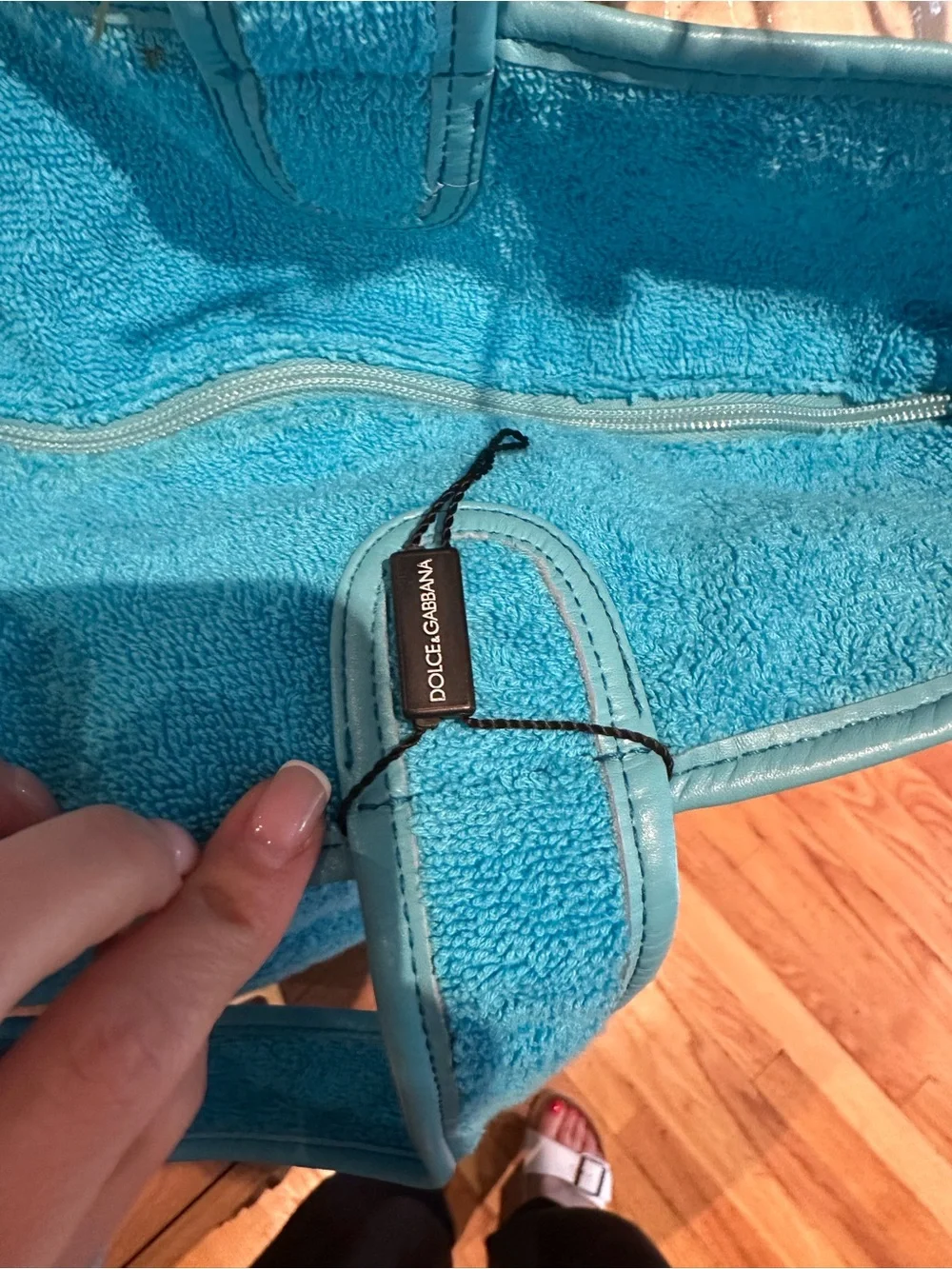 Dolce & Gabbana Blue Terry Cloth Tote - Picture 2 of 6